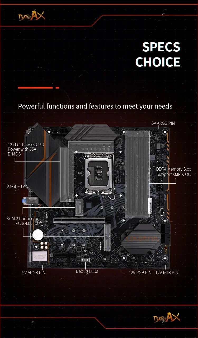 COLORFUL BATTLE-AX B760M-PLUS DDR5 6600MHz mATX Anakart