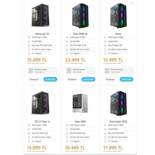 AMD Ryzen 5 3600 işlemci, tavsiye sistem seçenekleri