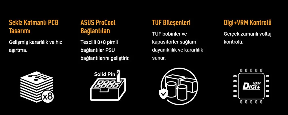 ASUS TUF GAMING X870-PLUS WIFI AMD X870 Soket AM5 DDR5 8000+(OC)MHz ATX Gaming Anakart