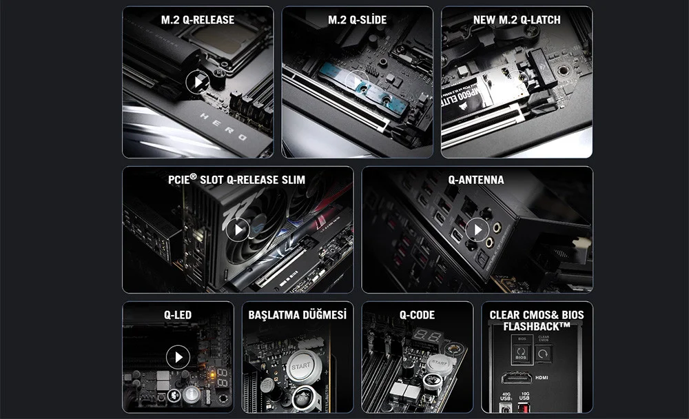 ASUS ROG CROSSHAIR X870E HERO AMD X870E Soket AM5 DDR5 8600+(OC)MHz ATX Gaming Anakart