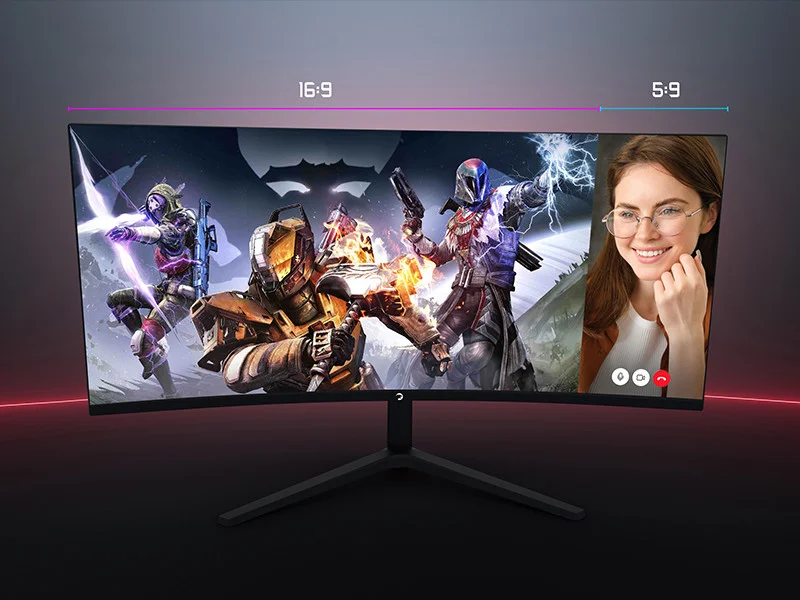 GamePower WQ34 34″ 1ms 180Hz Curved 2K UWQHD 3440*1440 Pivot 21:9 Gaming Monitör (Sıfır Ölü Piksel Garantili)