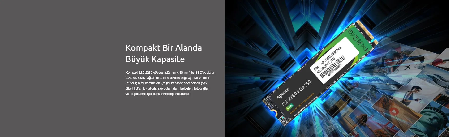 Apacer AS2280P4X AP512GAS2280P4X-1 512GB NVMe PCIe M.2 SSD Disk