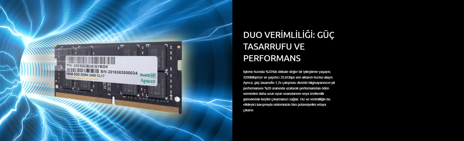 Apacer ES.08G21.GSH 8GB DDR4 3200MHz SODIMM 