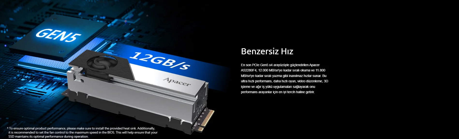 Apacer AP2TBAS2280F4-1 2TB M.2 PCIe Gen5 x4 SSD Disk