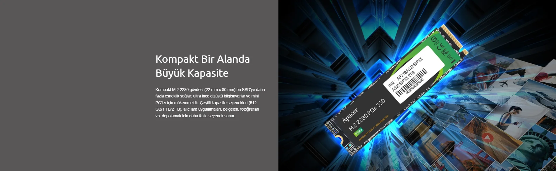 Apacer AS2280P4X 1TB 2100/1700MB/s NVMe PCIe M.2 SSD Disk