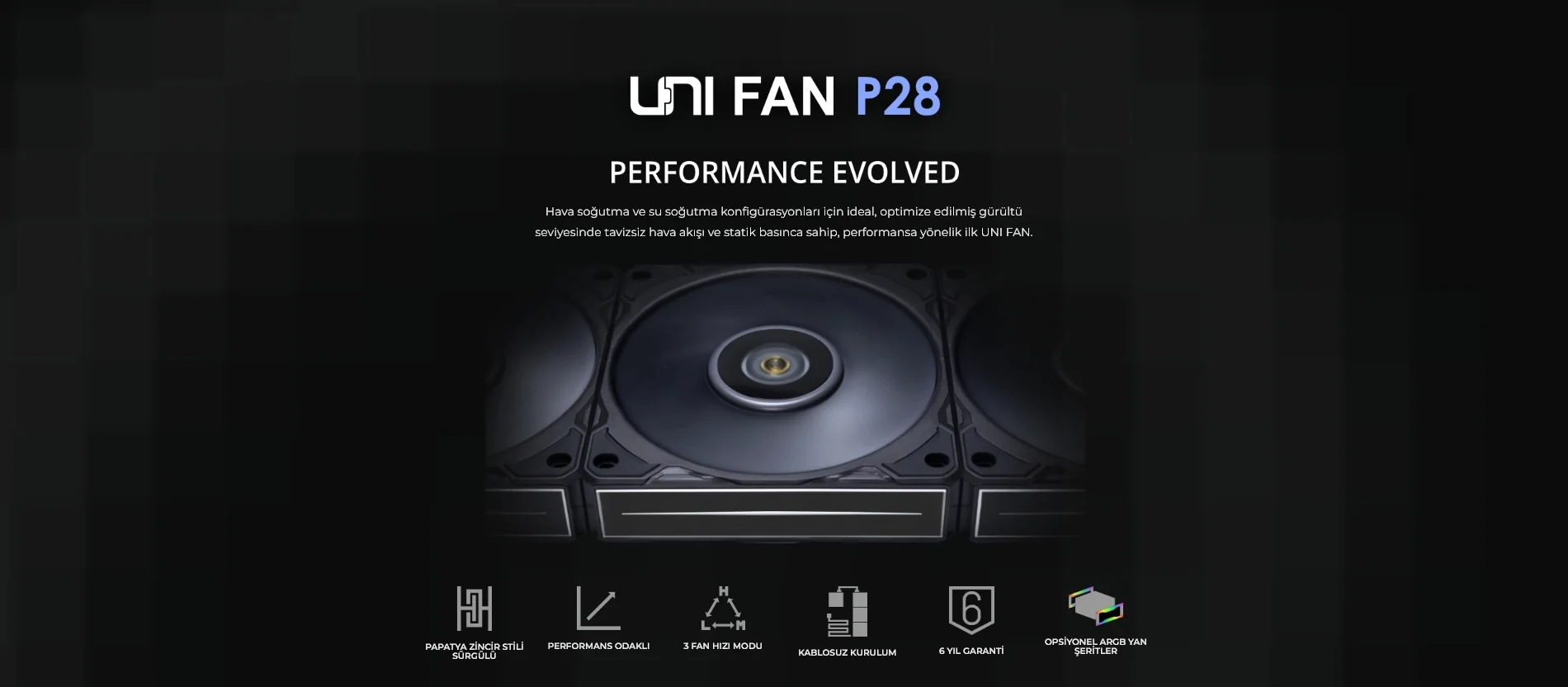 Lian Li UNI FAN P28 3x120mm Siyah Kasa Fanı (G99.12P283B.00)
