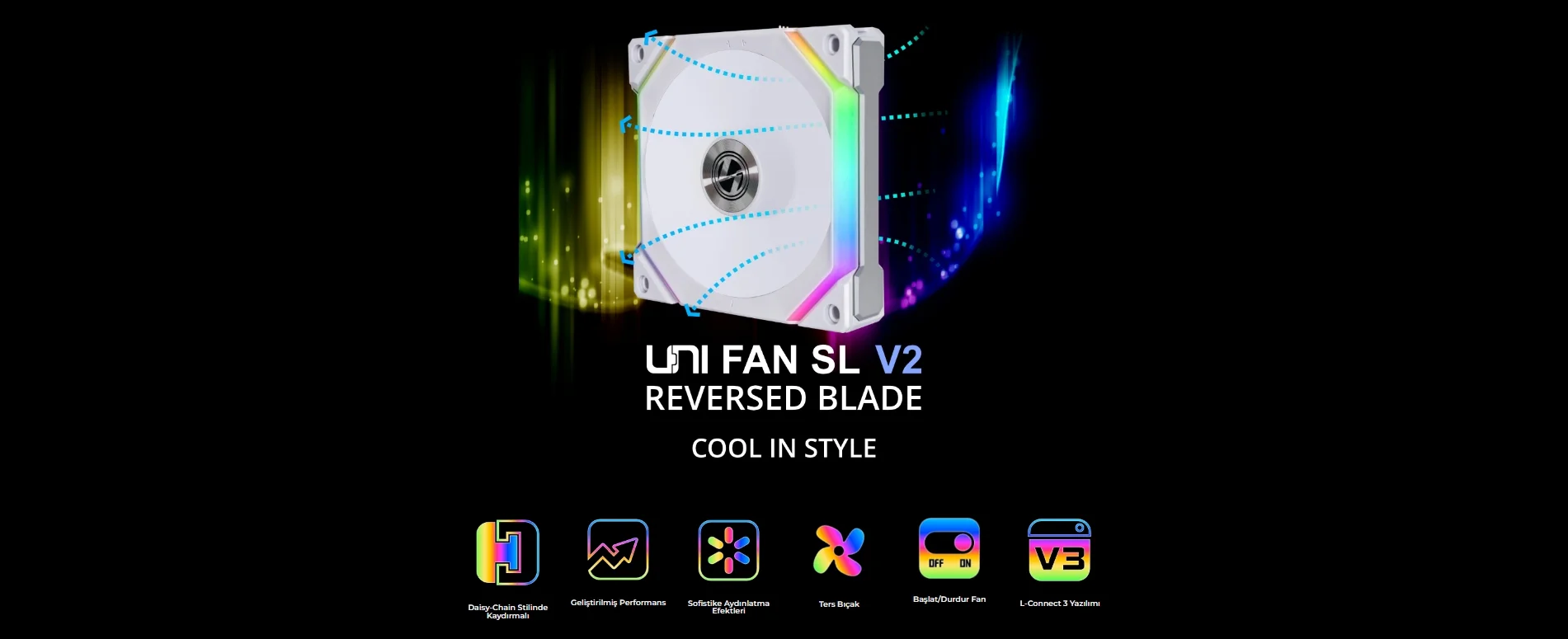 Lian Li UNI FAN REVERSE SL-120 V2-1B 1x120mm Siyah Kasa Fanı (G99.12RSLV21B.00)