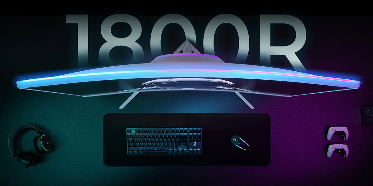 GamePower Vivid T40 24″ 1800R Curved RGB Beyaz 180Hz 0.5ms FHD Va Panel 2x2W Speaker Gaming Monitör