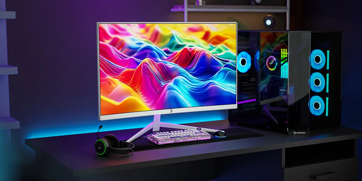 GamePower Vivid T40 24″ 1800R Curved RGB Beyaz 180Hz 0.5ms FHD Va Panel 2x2W Speaker Gaming Monitör