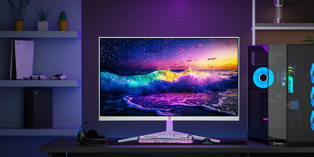 GamePower Vivid T40 24″ 1800R Curved RGB Beyaz 180Hz 0.5ms FHD Va Panel 2x2W Speaker Gaming Monitör