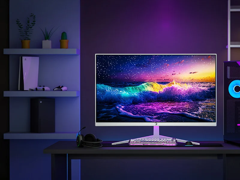 GamePower Vivid T40 24″ 1800R Curved RGB Beyaz 180Hz 0.5ms FHD Va Panel 2x2W Speaker Gaming Monitör