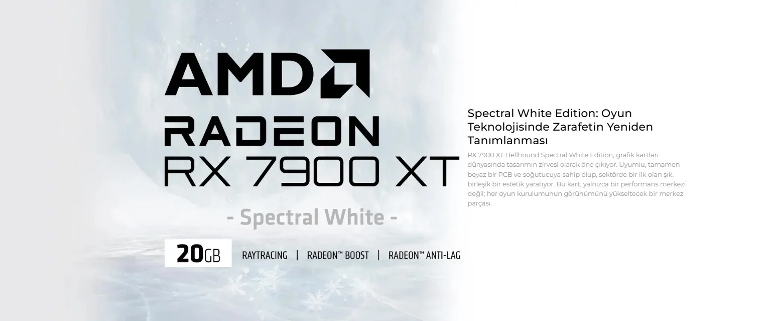 POWERCOLOR HELLHOUND Spectral White RX 7900XT 20GB GDDR6 320Bit DX12 Gaming Ekran Kartı