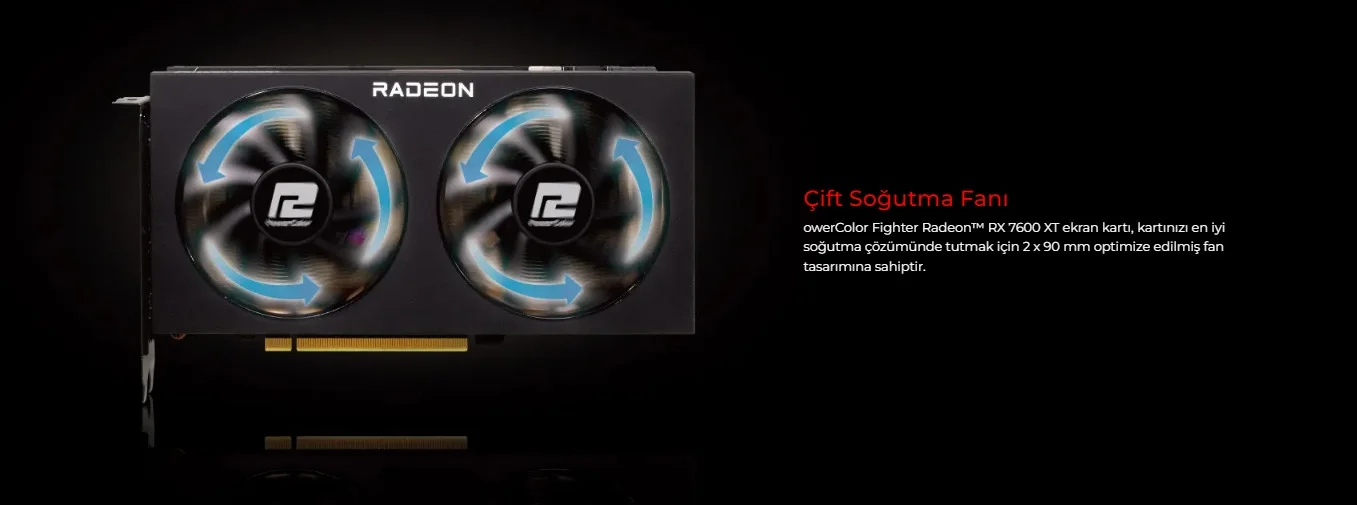 POWERCOLOR FIGHTER RX 7600XT 16GB GDDR6 128Bit DX12 Gaming (Oyuncu) Ekran Kartı