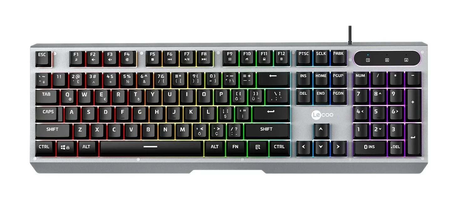 Lenovo Lecoo KB121 Rainbow Mekanik Hisli Gri Klavye