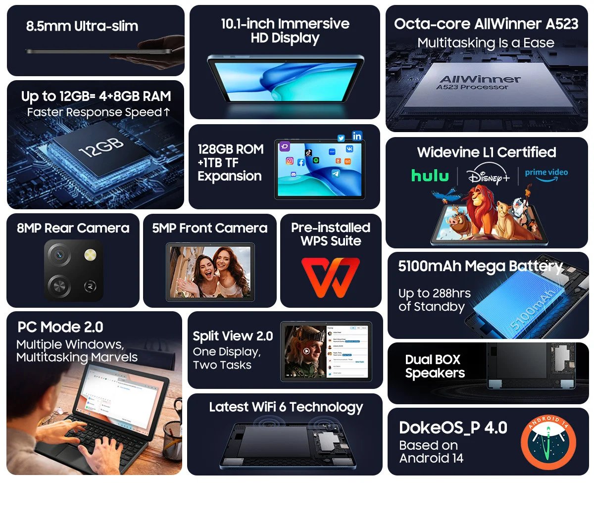 Blackview Tab60WIFI Tablet Kılıf Dahil (Mavi)