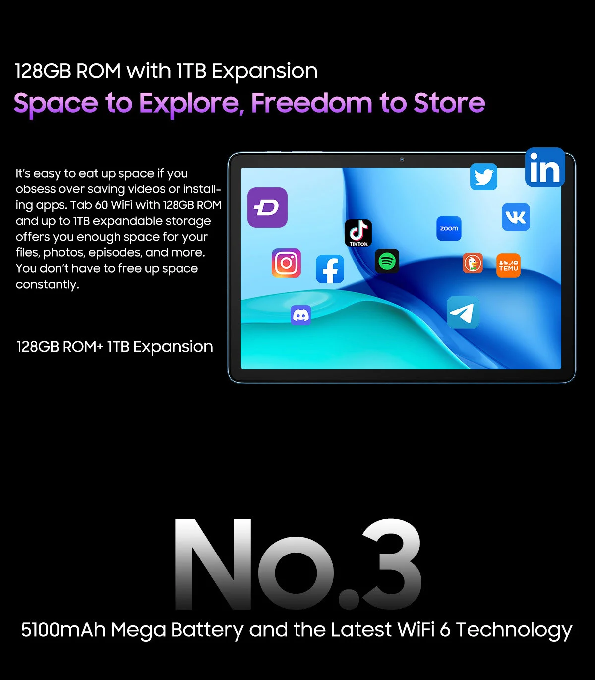 Blackview Tab60WIFI Tablet Kılıf Dahil (Mavi)