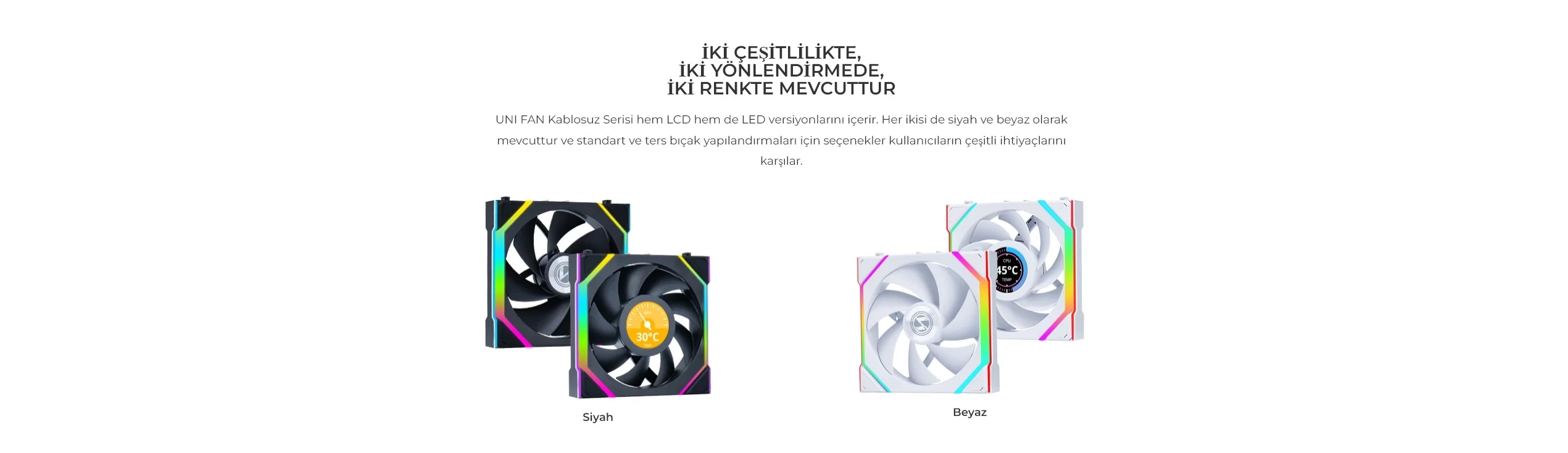 Lian Li UNI FAN REVERSE SL WIRELESS LCD 1x120mm Beyaz Kasa Fanı (G99.12RSLLCD1W1W.00)