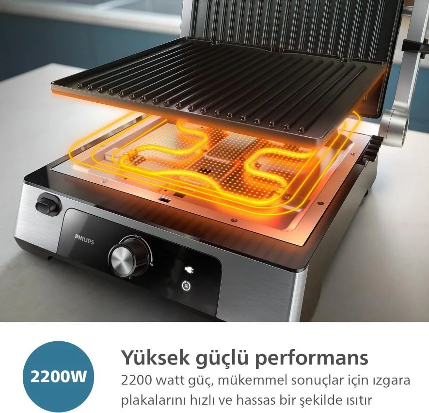 Philips 5000 Serisi Contact Grill HD6301/90 2200 W Tost Makinesi