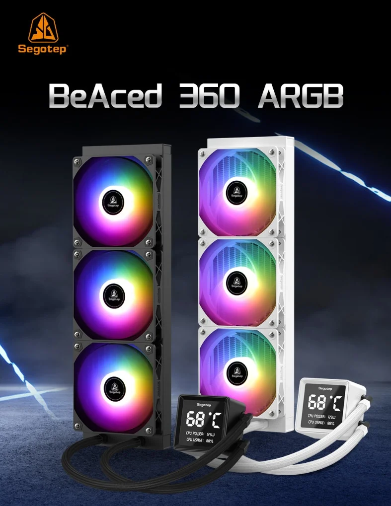 Segotep BeAced 360 ARGB Siyah Sıvı İşlemci Soğutucusu (AM5 ve LGA1700 Uyumlu)