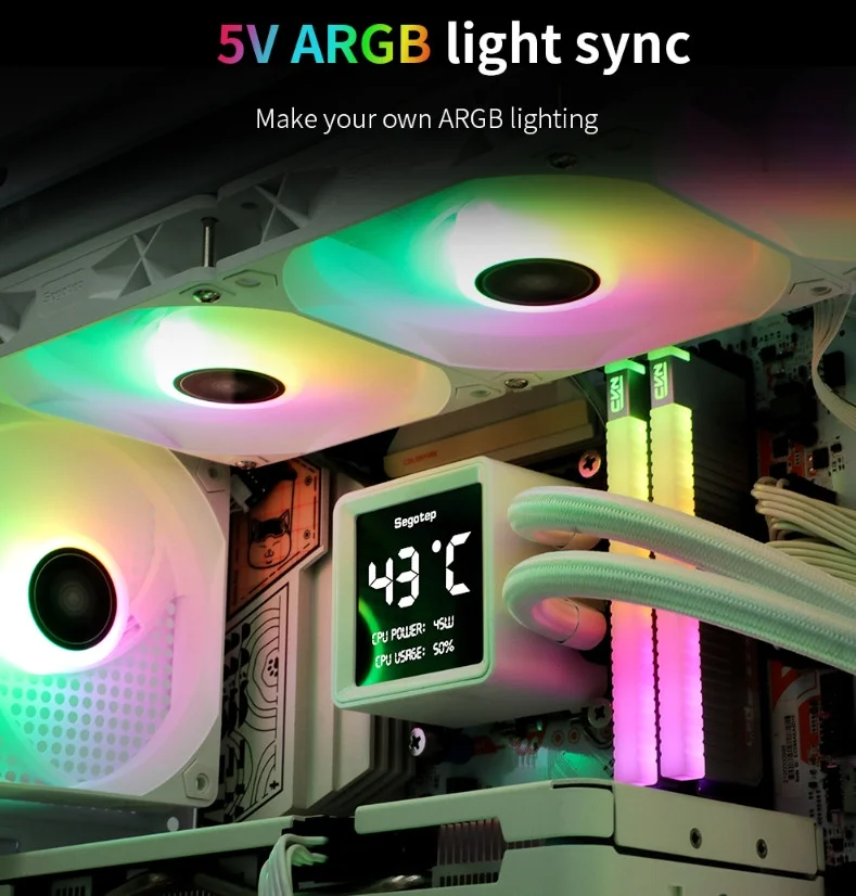 Segotep BeAced 360 ARGB Siyah Sıvı İşlemci Soğutucusu (AM5 ve LGA1700 Uyumlu)
