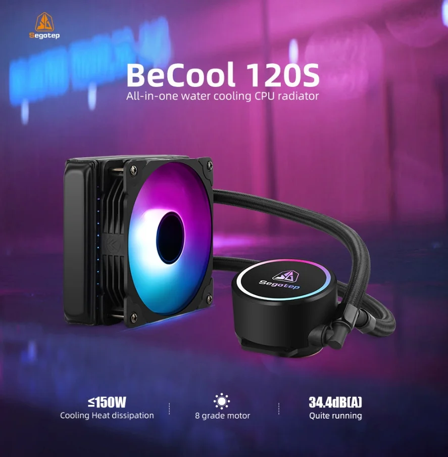 Segotep BeCool 120S ARGB Siyah Sıvı İşlemci Soğutucusu (LGA1700 Uyumlu)