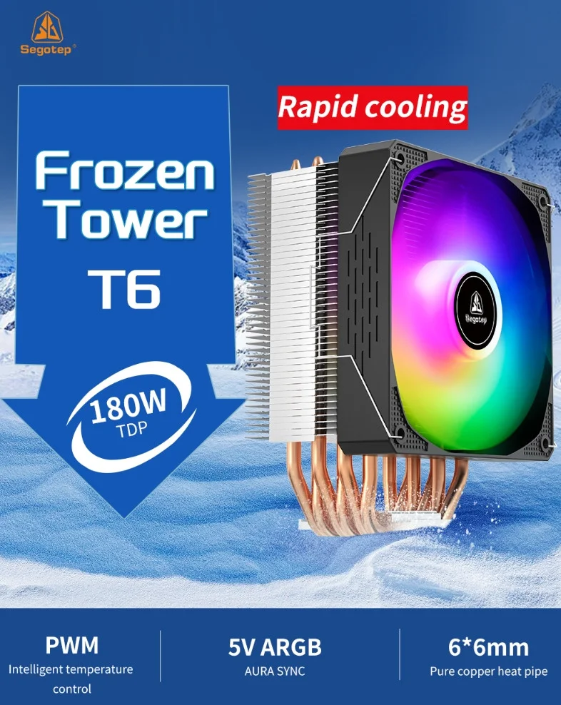 Segotep Frozen Tower T6 Siyah 120mm Kule Tipi İşlemci Soğutucu