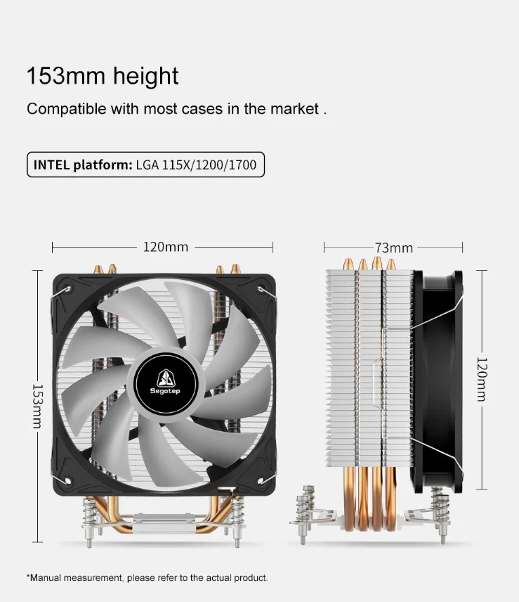 Segotep Frozen Tower E4 Siyah 120mm Kule Tipi İşlemci Soğutucu (AM4/AM5-1200p/1700p Uyumlu)