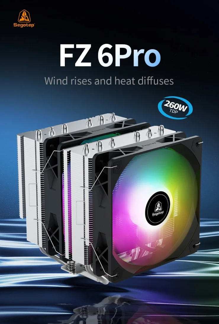Segotep FZ6 Pro Siyah 2x120mm Kule Tipi İşlemci Soğutucu (LGA 1700 ve AM5 Uyumlu)