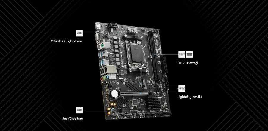 MSI Pro A620M-E AMD A620 AM5 Soket DDR5 6000(OC)MHz mATX Anakart