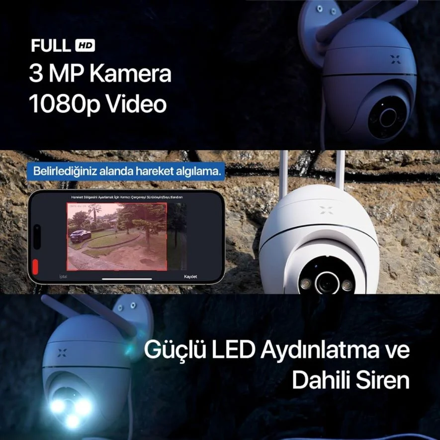 Xenon Smart X7266 Full HD 3 MP Gece Görüşlü Wi-Fi Güvenlik Kamerası