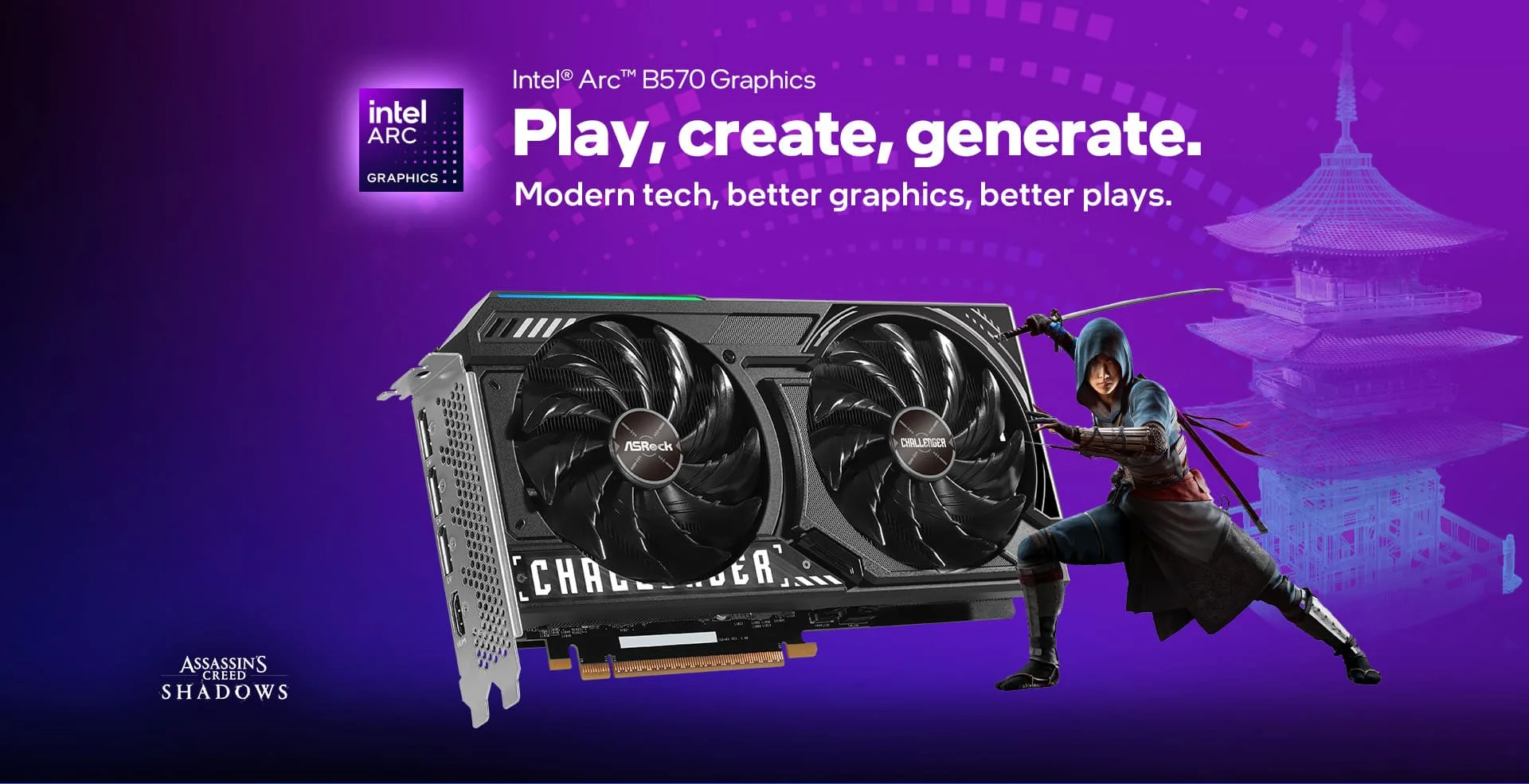 Asrock Intel Arc B570 Challenger 10GB OC GDDR6 160Bit Gaming (Oyuncu) Ekran Kartı