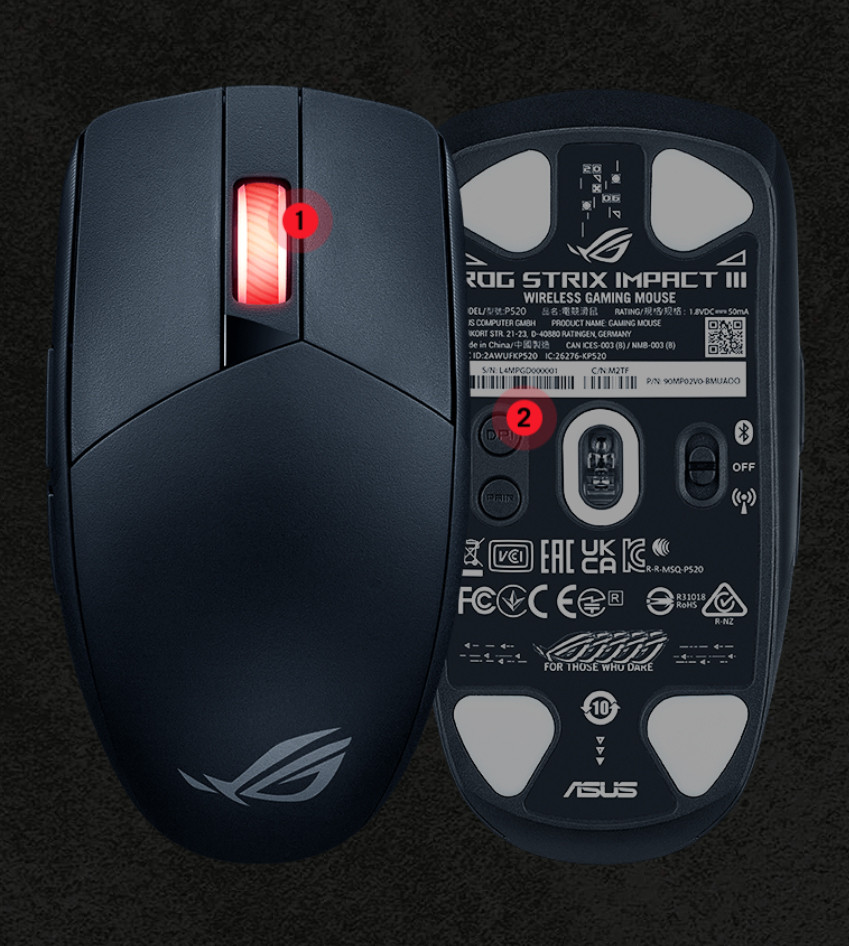 ASUS ROG Strix Impact III Wireless Beyaz Kablosuz Gaming Mouse