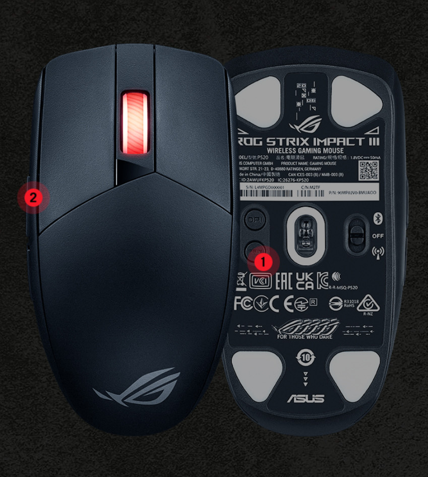 ASUS ROG Strix Impact III Wireless Beyaz Kablosuz Gaming Mouse
