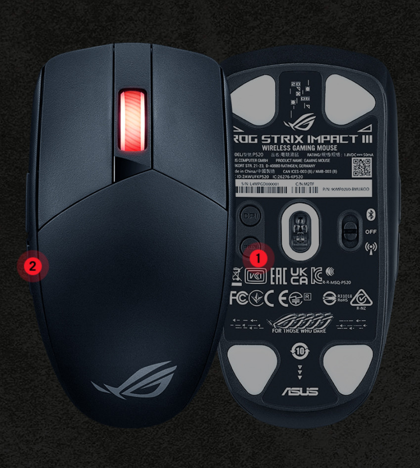 ASUS ROG Strix Impact III Wireless Beyaz Kablosuz Gaming Mouse