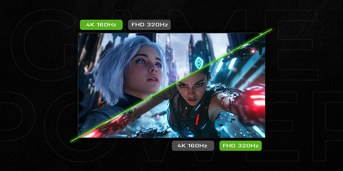 GamePower Rapid Dual 27″ 0.5ms 4K 160Hz - FHD 320Hz Fast IPS RGB Pivot Speaker Gaming Monitör