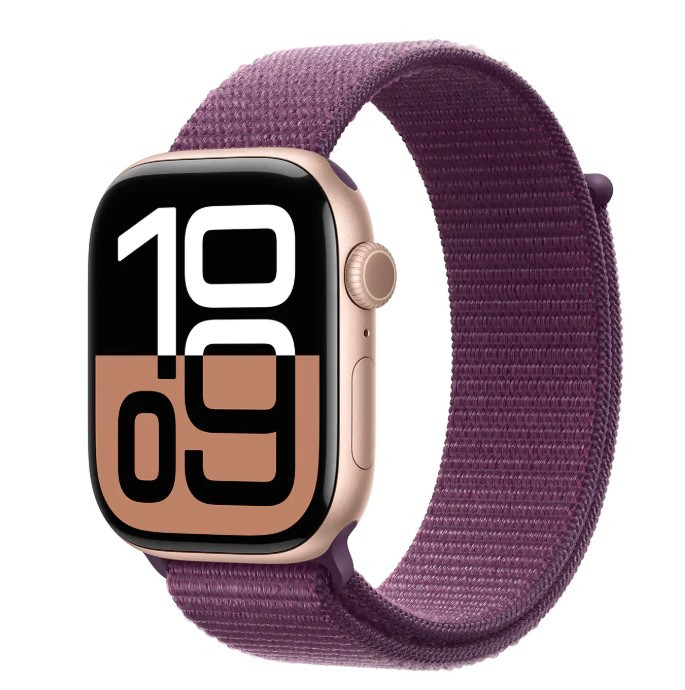 Apple Watch Series 10 GPS 42 mm Roze Altın Rengi Alüminyum Kasa ve Kırmızı Erik Spor Loop (MWWK3TU/A)