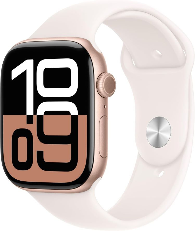 Apple Watch Series 10 GPS 46 mm Roze Altın Rengi Alüminyum Kasa ve Bulut Pembesi Spor Kordon - M/L (MWWU3TU/A)