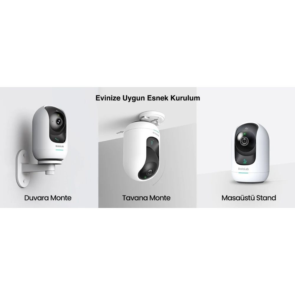 Botslab +360 C221 PRO Akıllı Güvenlik Kamerası Bebek Monitörü Evcil Hayvan Kamerası İç Mekan Kamerası