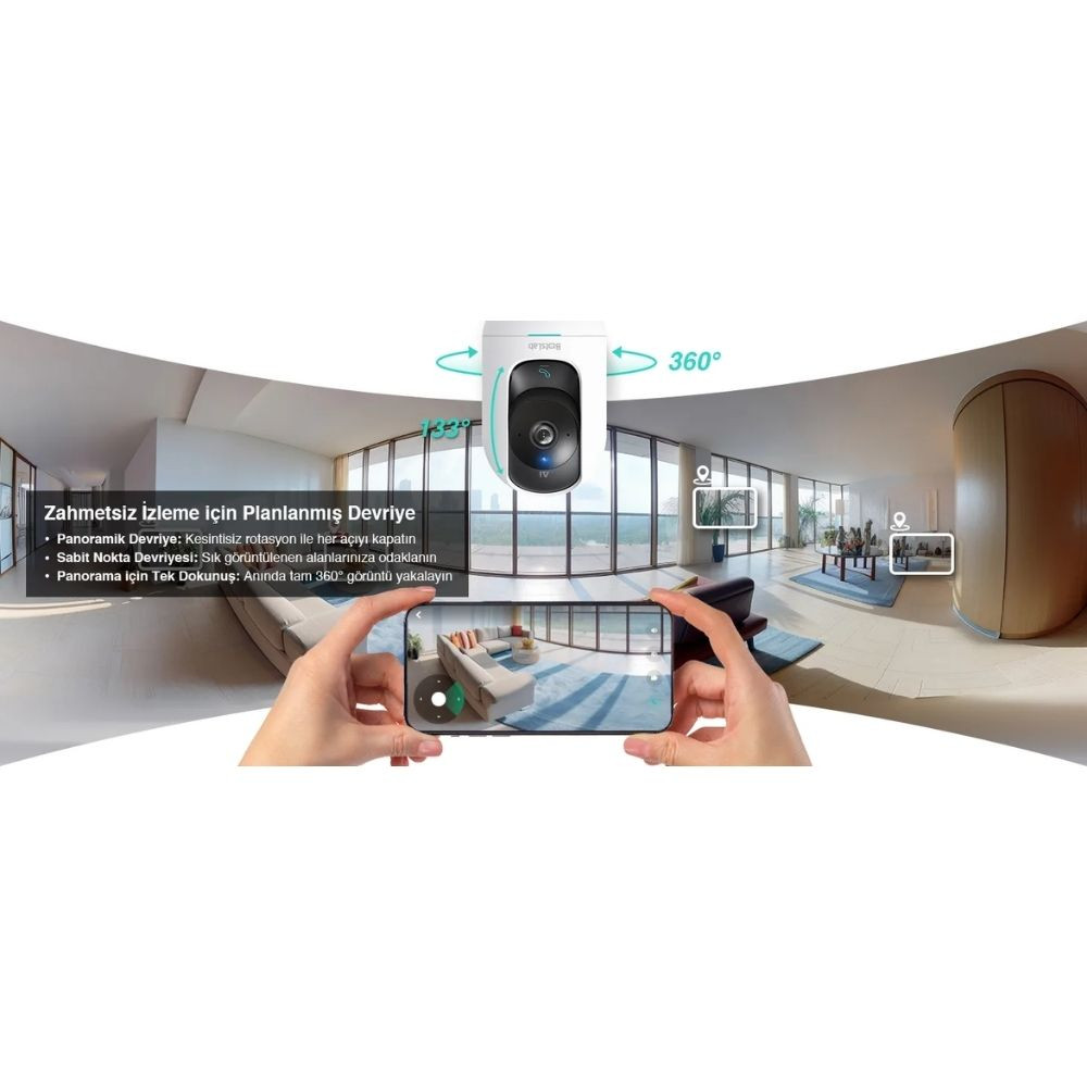 Botslab +360 C221 PRO Akıllı Güvenlik Kamerası Bebek Monitörü Evcil Hayvan Kamerası İç Mekan Kamerası
