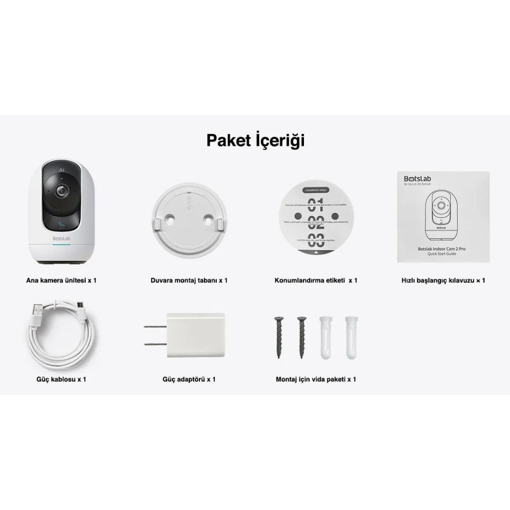 Botslab +360 C221 PRO Akıllı Güvenlik Kamerası Bebek Monitörü Evcil Hayvan Kamerası İç Mekan Kamerası