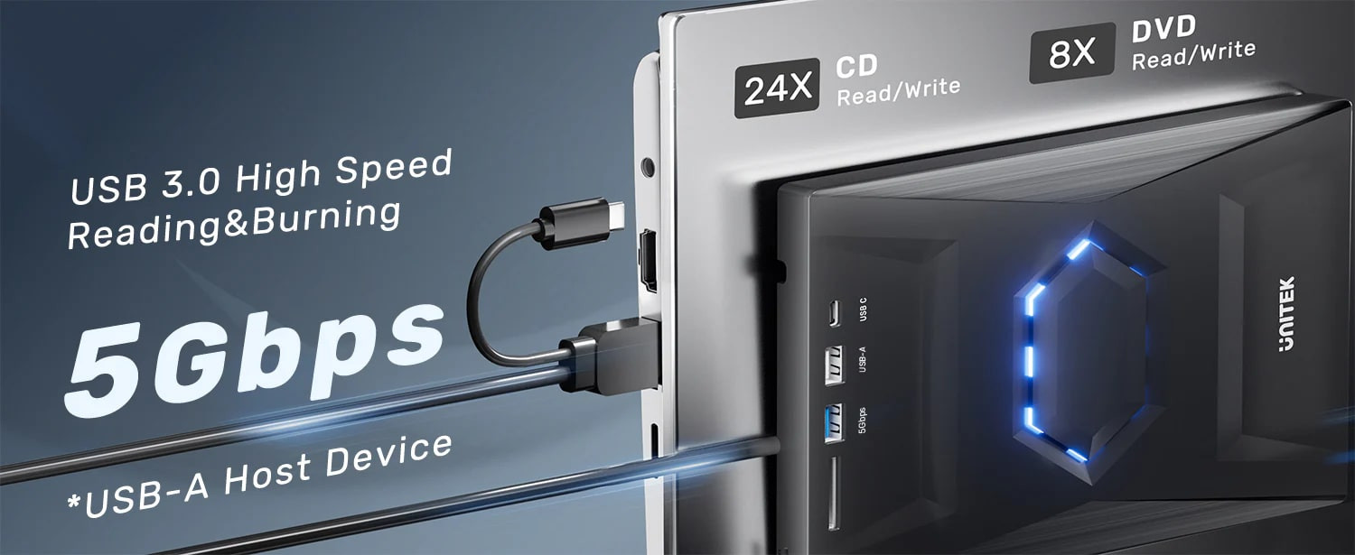 Unitek HARİCİ DVD-RW TYPE-C/A+5in1 DOCKING STATION T1037A01