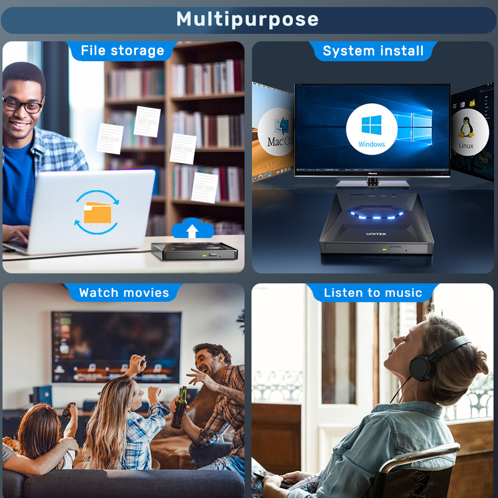 Unitek HARİCİ DVD-RW TYPE-C/A+5in1 DOCKING STATION T1037A01