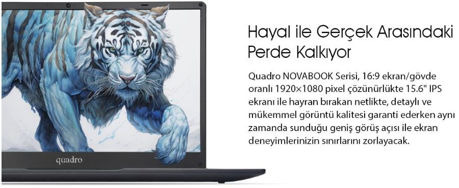 Quadro Novabook IN16-825P-CS Intel Core i5 1035G7 8GB 256GB SSD Freedos 15.6″ FHD Taşınabilir Bilgisayar