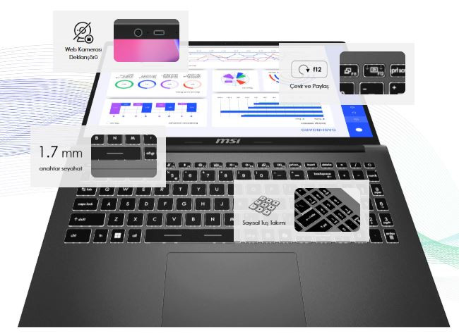 MSI NB MODERN 15 F13MG-031XTR I5-1335U 8GB DDR4 UMA 512GB SSD 15.6 FHD DOS GRI