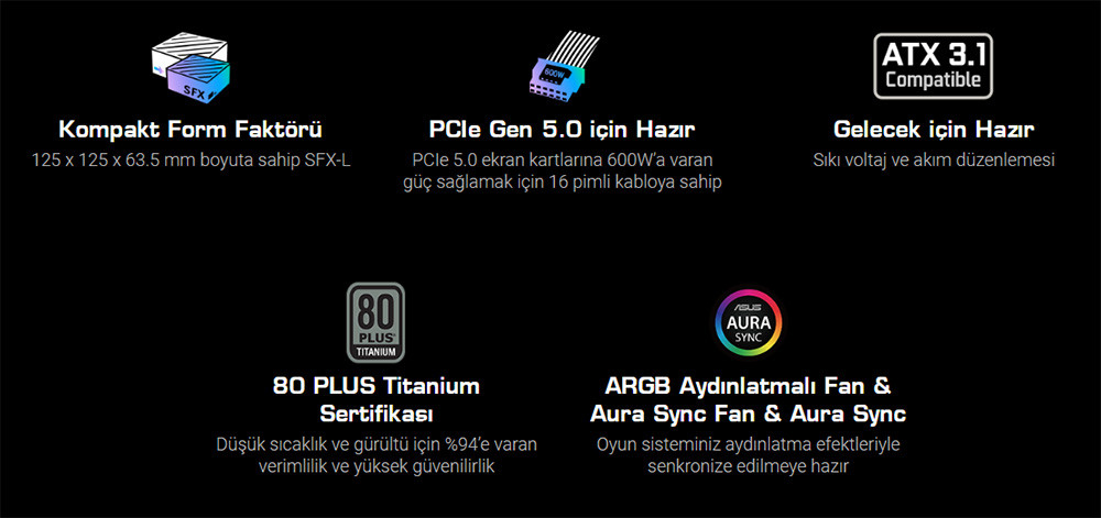 ASUS ROG-LOKI-1200T-SFX-L-GAMING 1200W  Black Sılver 120mm Full Modüler Gaming (Oyuncu) Power Supply (90YE00N0-B0NA00)