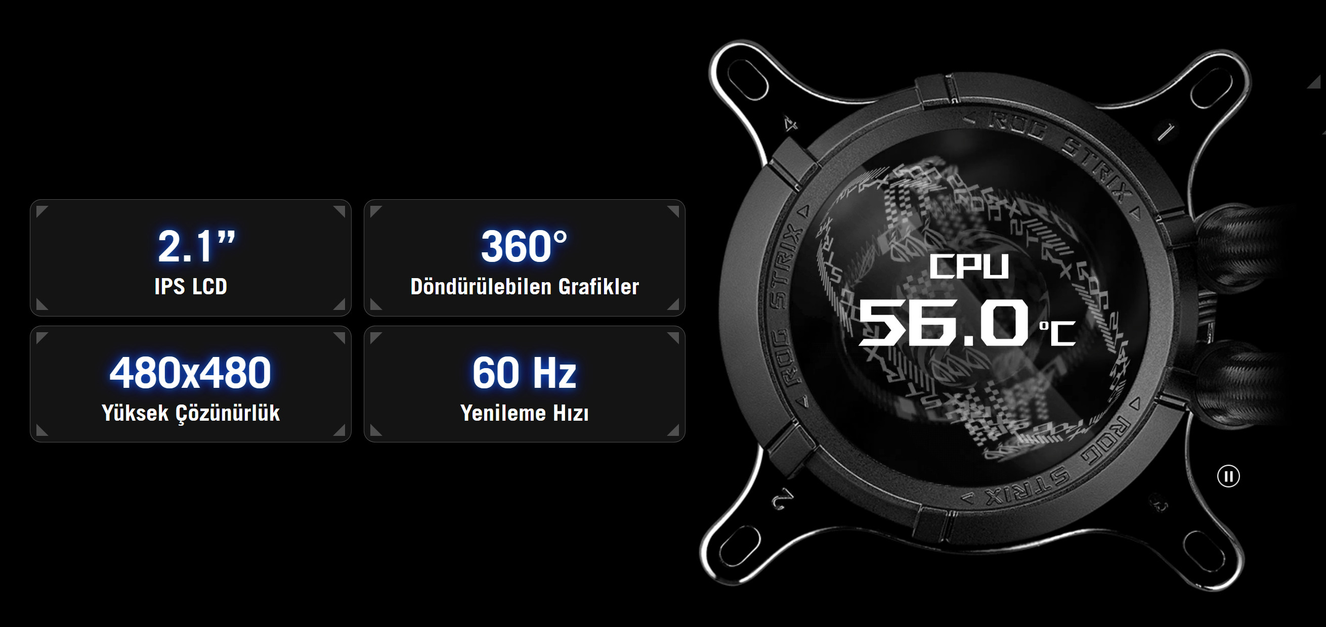 ASUS ROG Strix LC III 360 ARGB LCD Siyah 360mm İşlemci Sıvı Soğutucu 
