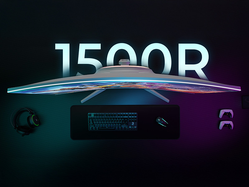 GamePower Vivid V60 27″; Curved RGB Beyaz 240Hz 0.5ms FHD 1500R Curved 2x2W Speaker VA Gaming Monitör