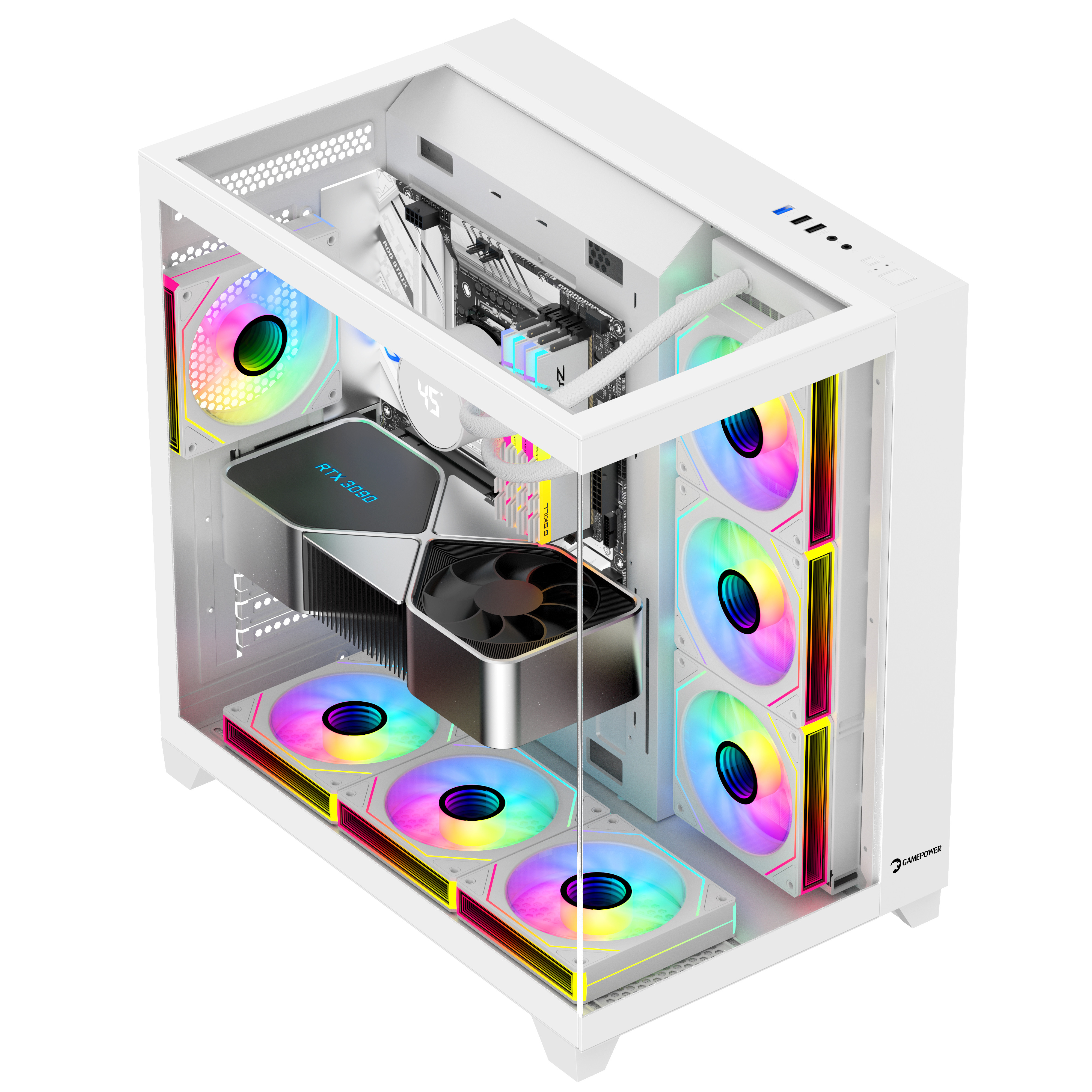 GamePower Warcry TopGlass  4xARGB Temperli Cam ATX Beyaz Gaming Kasa