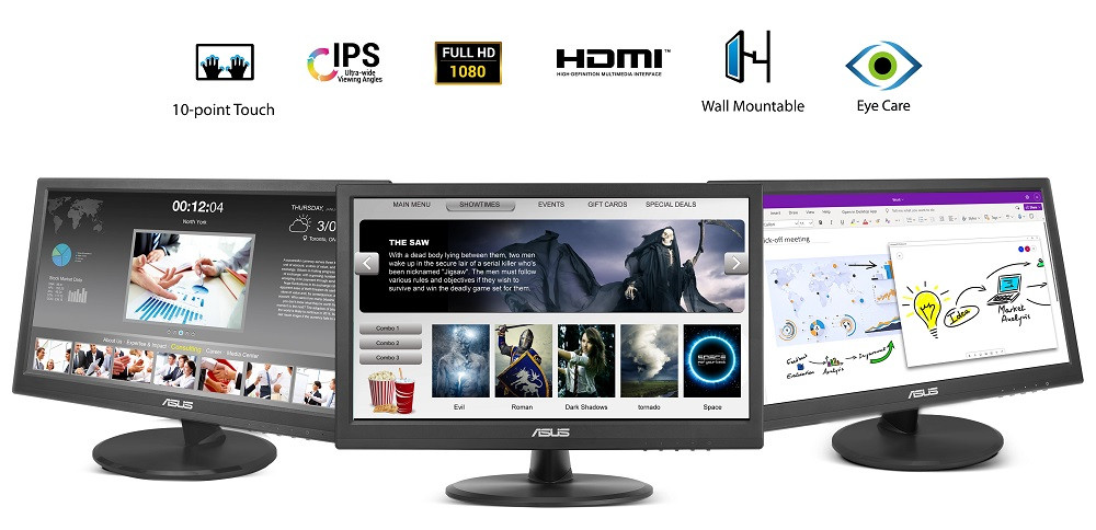 ASUS VT169HE 16″ 60Hz 5ms Flicker free  Full HD IPS Dokunmatik Monitör
