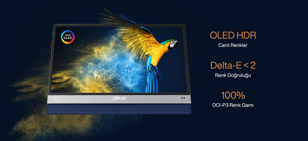 ASUS ZenScreen MQ16AH  16″ 1ms 60Hz HDR-10  Full HD OLED Taşınabilir Monitör